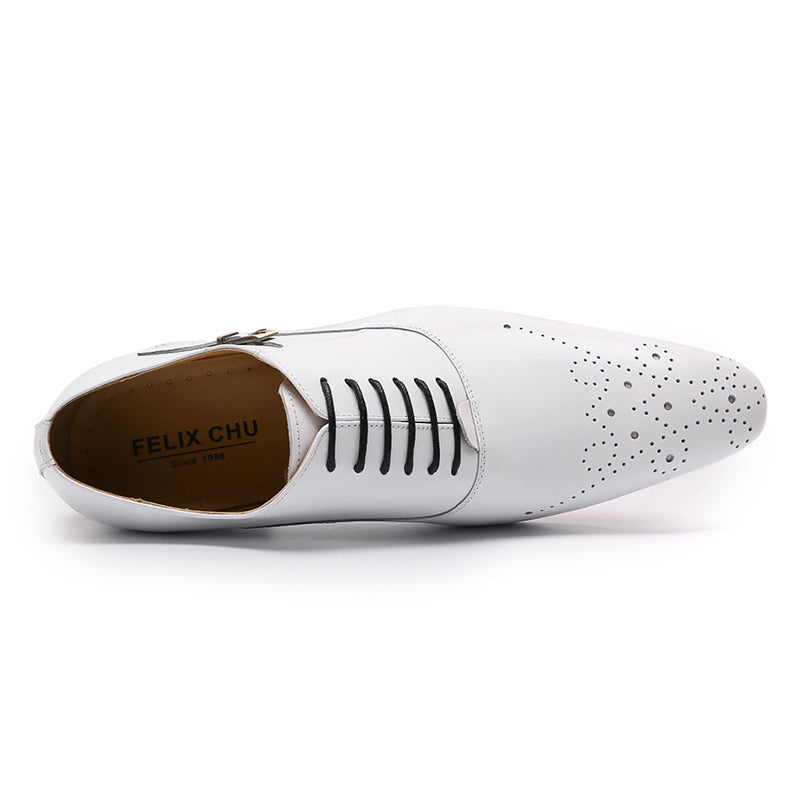 Round toe simple brogue lace-up single-buckle oxford Shoes(3colors)
