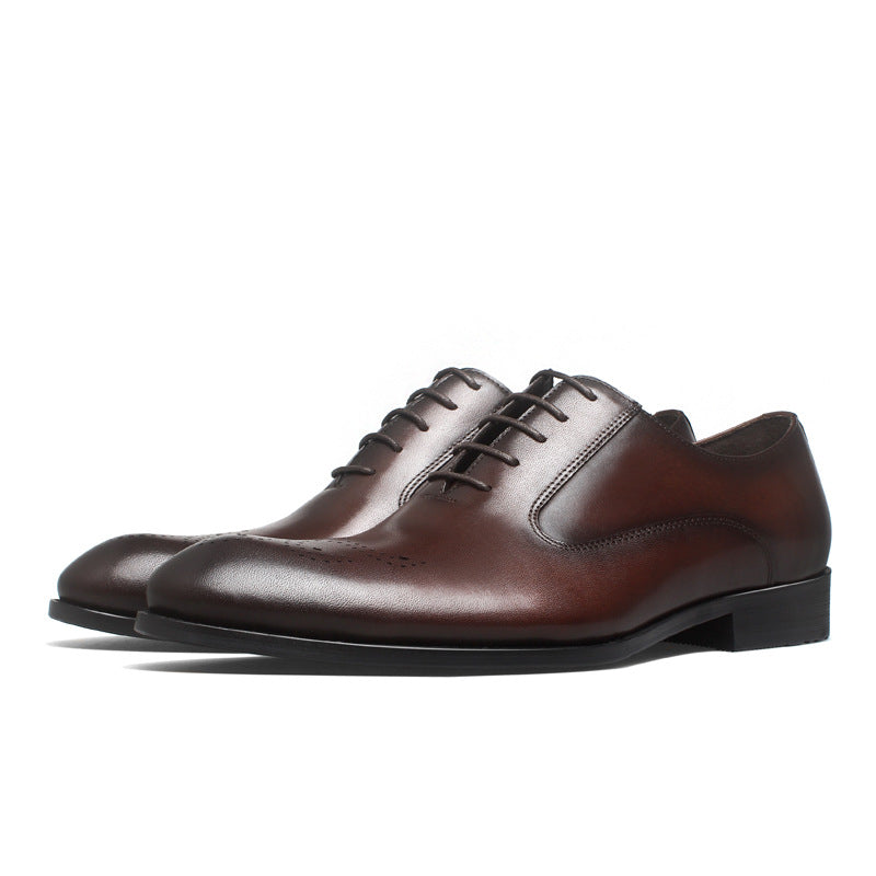 Genuine business brogue retro men's cowhide toe leather shoes