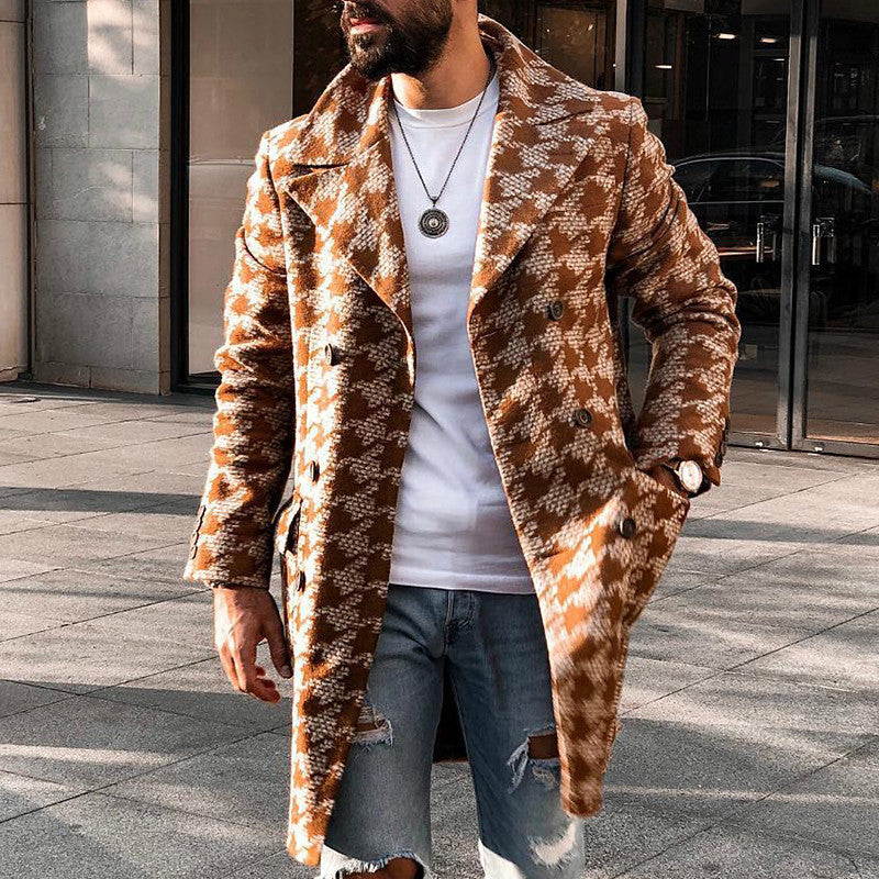 Mid Length Suit Print Casual Men's Coat Jacket(3 colors)