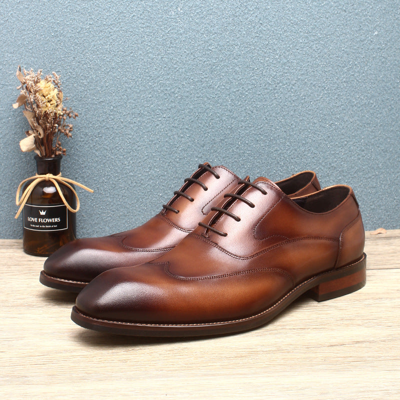 New top layer cowhide business leather shoes handmade single shoes wedding shoes