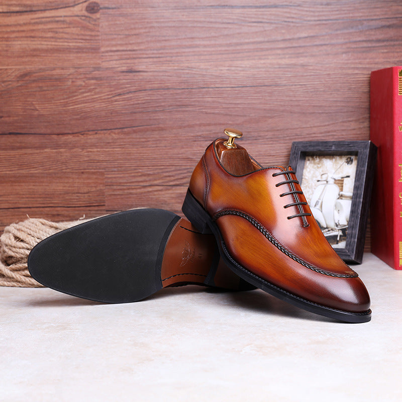New top leather lace-up elegant men's business dress shoes（2 colors）