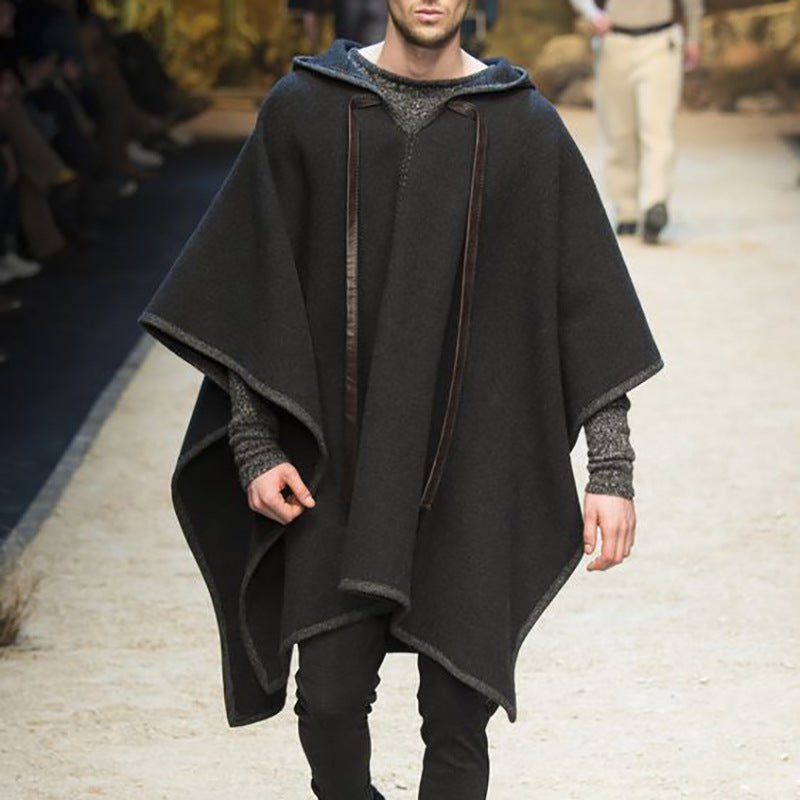 men's cape cape pullover cape woolen coat（5 colors）