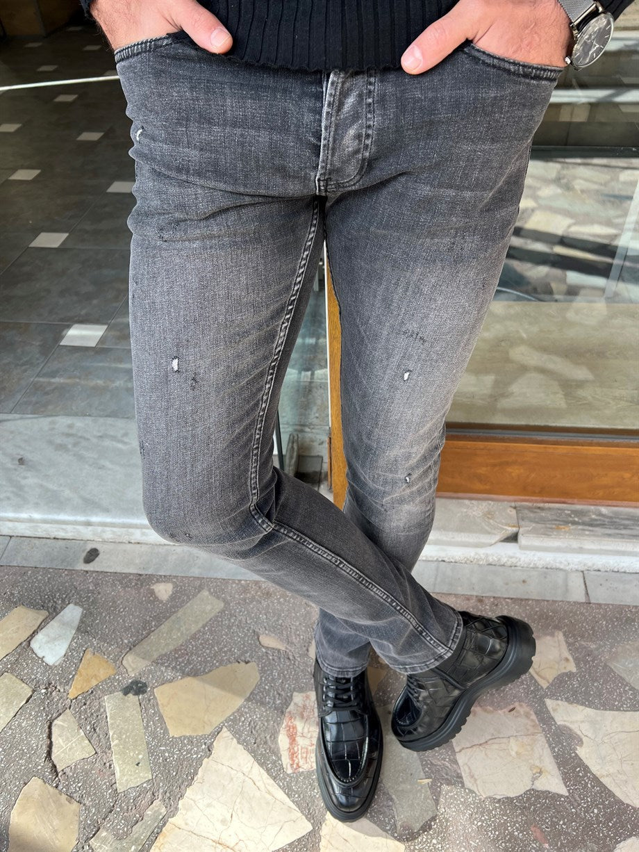 Slim Fit Grinding Ripped Detailed Jeans